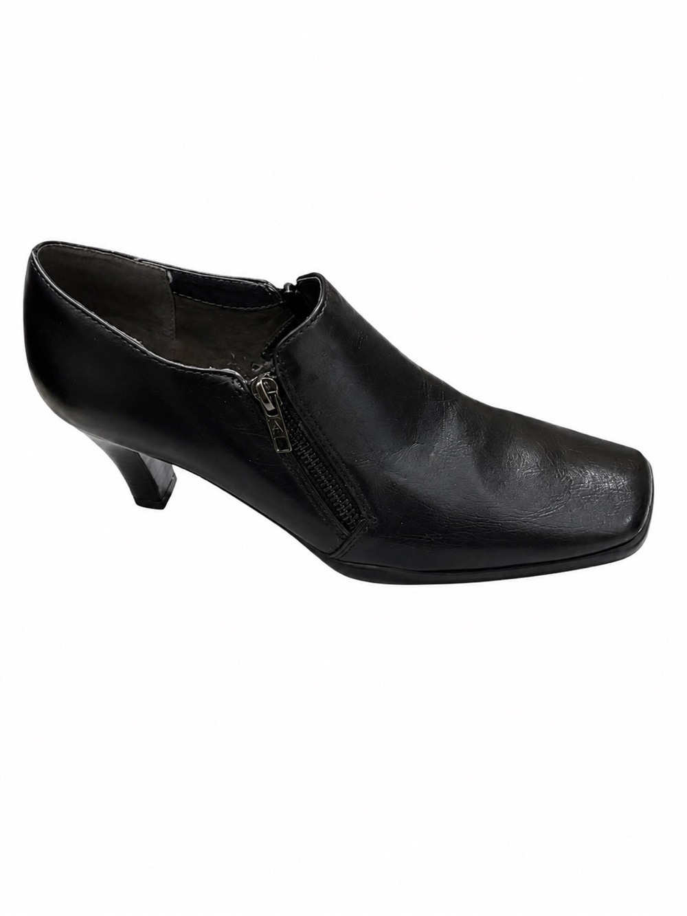 Aerosoles Ankle Booties 8.5M Black Square Toe Block Heel Side Zip Boots